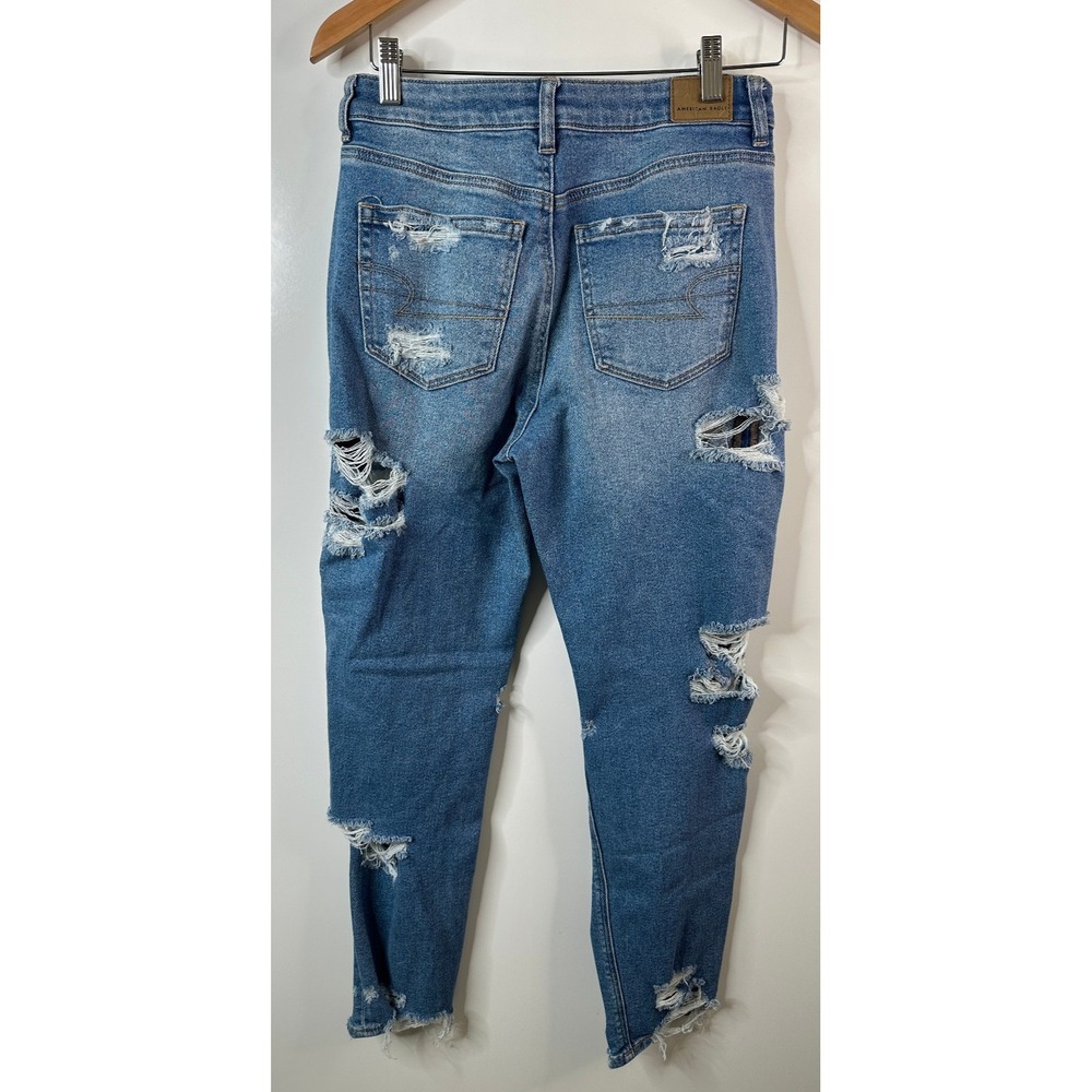 American Eagle Distressed Mom Jeans Size 6 Destroyed Ripped Grunge High Rise - Picture 7 of 13